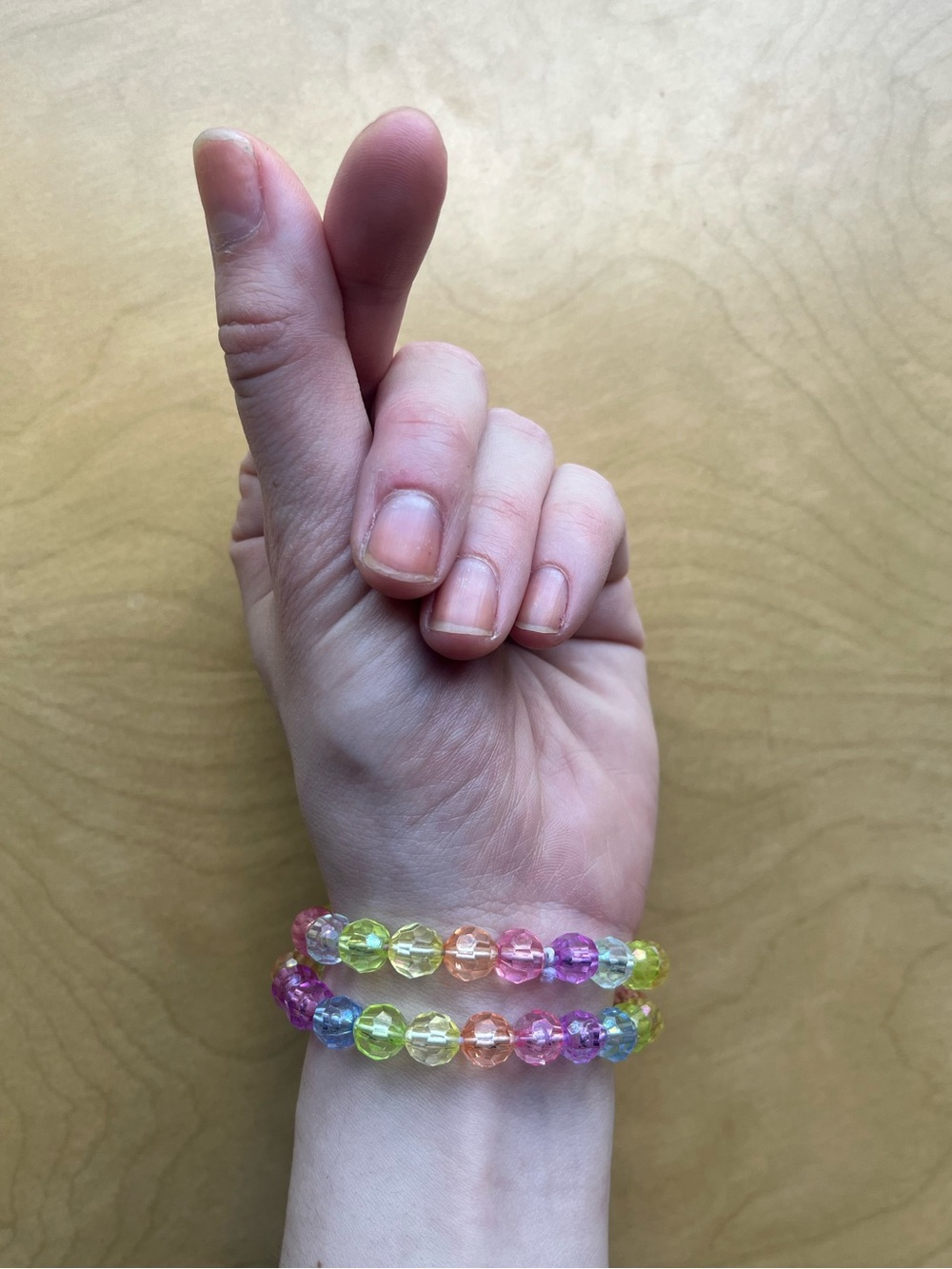 Iridescent Pastel Beaded Necklace and Bracelets Set - Picture 2 of 3